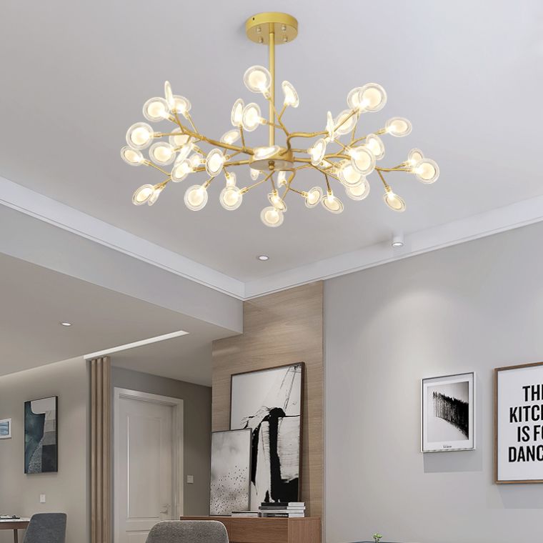 Modern Farmhouse Chandelier with Clear Acrylic Panels Shades Chandelier Lighting Fixtures