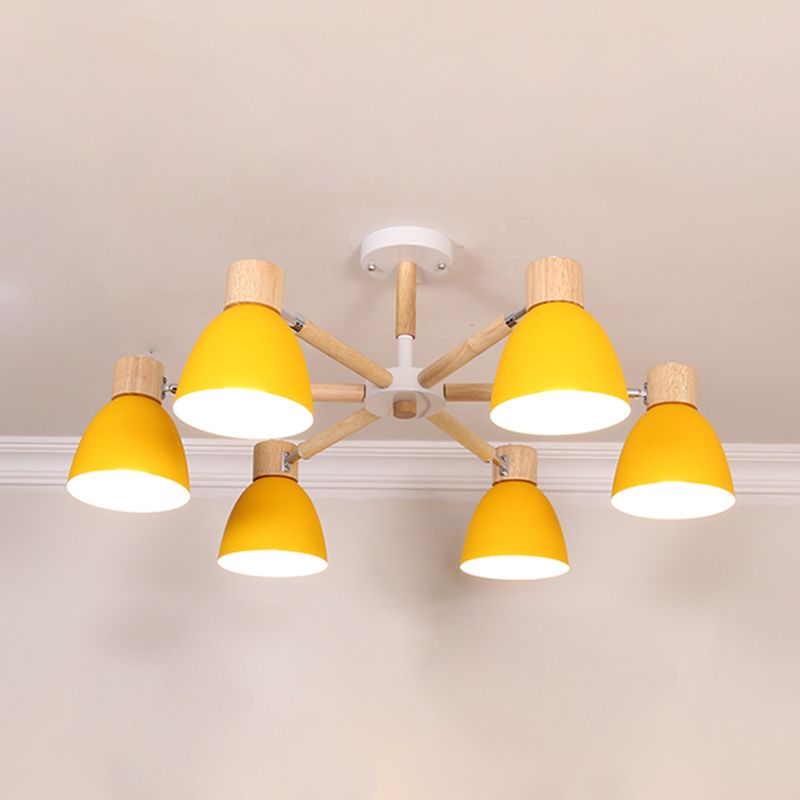 Bell Chandelier Light Fixtures Macaroon Multi-Head Hanging Lamps with Aluminum Shade