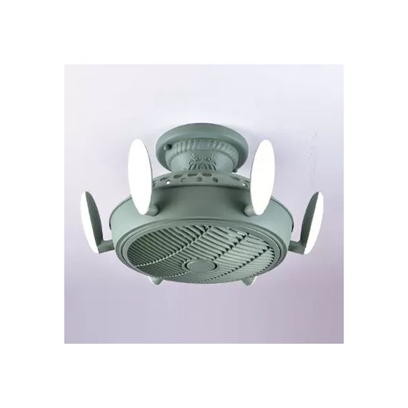 Nordic Style Fan Semi Flushmount Light 6 Lights Macaron Colored Ceiling Fan for Bedroom