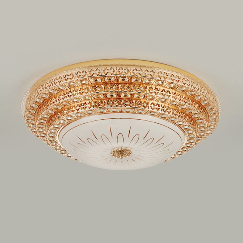 Gouden ronde kristallen LED-inbouw in moderne luxe stijl metalen plafondlamp voor woonkamer