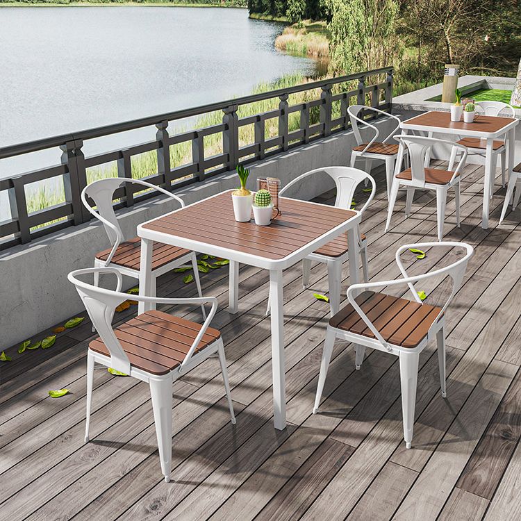 Outdoor Contemporary Coffee Table Metal Frame Rectangle Dining Table