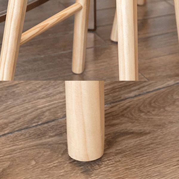 Modern Armless Backless Counter Stool Pine Wood Cafe Bar Stool with Wooden Seat