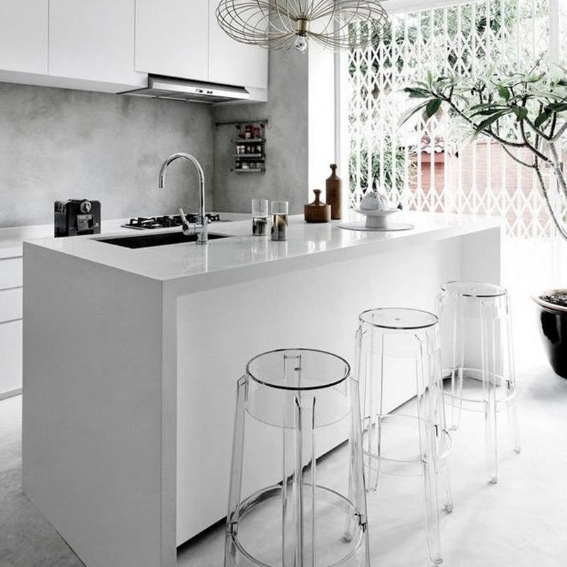 Taburete de barra de plástico transparente de estilo nórdico de 30 pulgadas para comedor para comedor