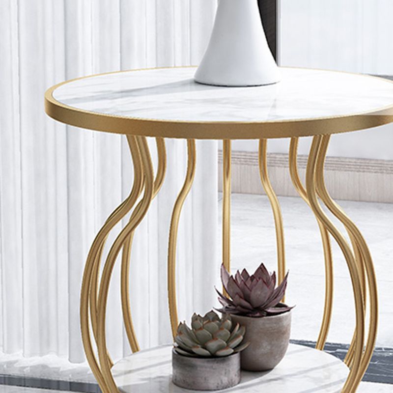 Double Tier End Table Modernist Slate Side Table with Storage Shelf