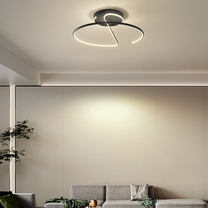 Swirl Wave 1-Light Flush Mount Lighting Fixtures Modern Style Black Flush Ceiling Light