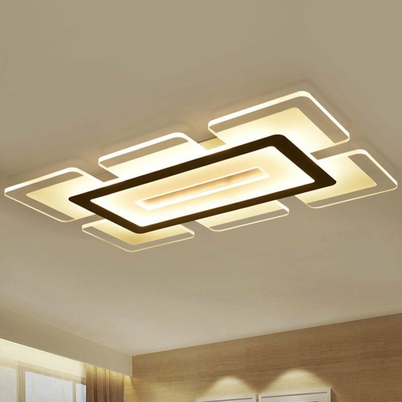 Clear Extra-Thin Rectangular Flush Light Modern Style Acrylic LED Flush Ceiling Light Fixture