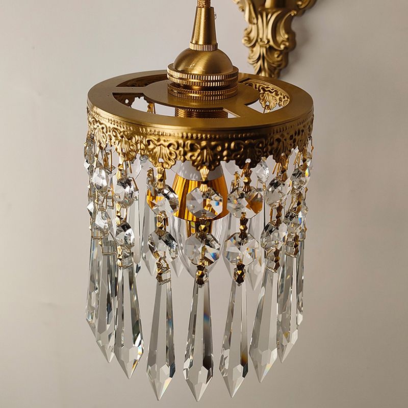 Modern Style Wall Lamp Crystal 1 Light Sconces in Gold for Bedroom