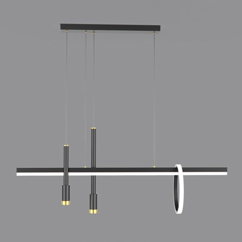 Luce a ciondolo a LED LED LINEAR BLACE Light a soffitto in ferro battuto in stile moderno con tonalità in alluminio