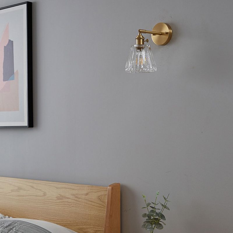 Glass Cone Shape Wall Light Industrial Style 1 Light Wall Light Sconce in Brass