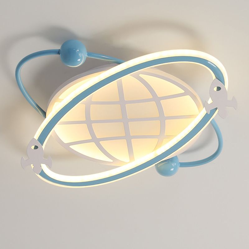 Childrens Orbit Flush Montaggio Soffitto Light Metal Bedroom LED Flush Light con Rocket Dettaglio