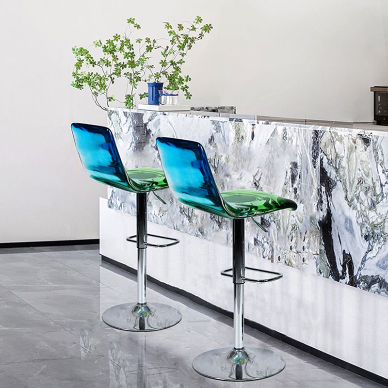 Low Back Armless Adjustable Height Swivel Bar Stool with Footrest