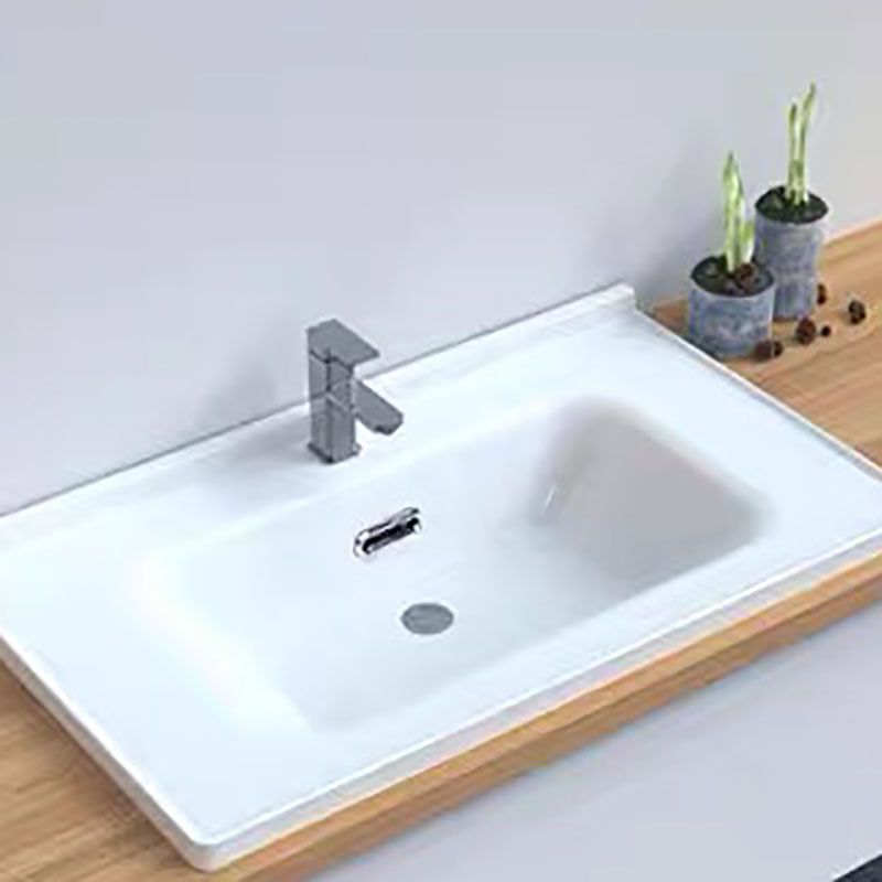 Modern Basin Sink Porcelain with Overflow Drop-in Bathroom Sink(Not Included Faucet)
