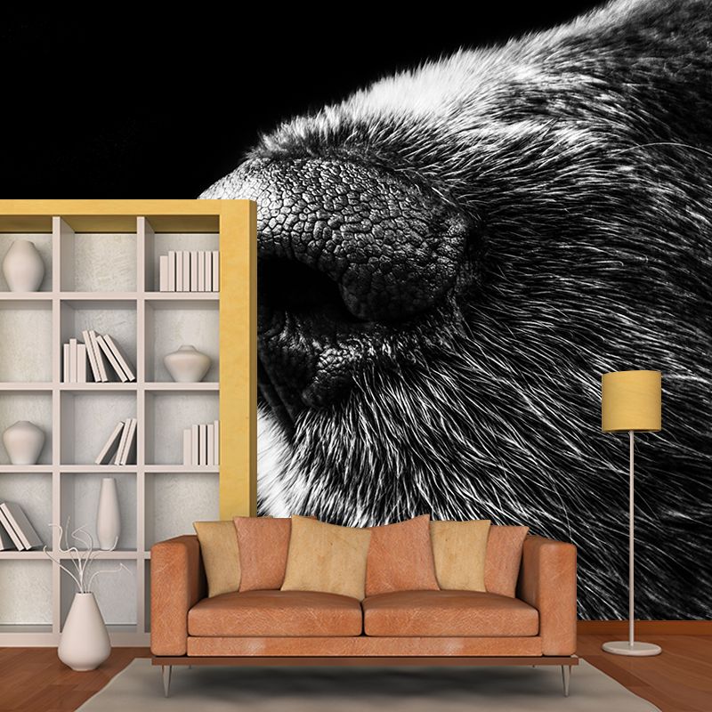 Customized Dog Nose Wall Mural Wallpaper Horizontal Photography for Sitting Room