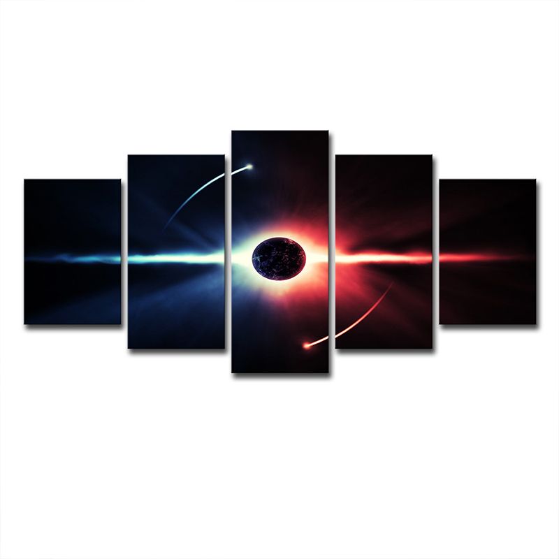 Black Sci-Fi Canvas Art Digital Print Cosmos Eclipse Wall Decor for House Interior
