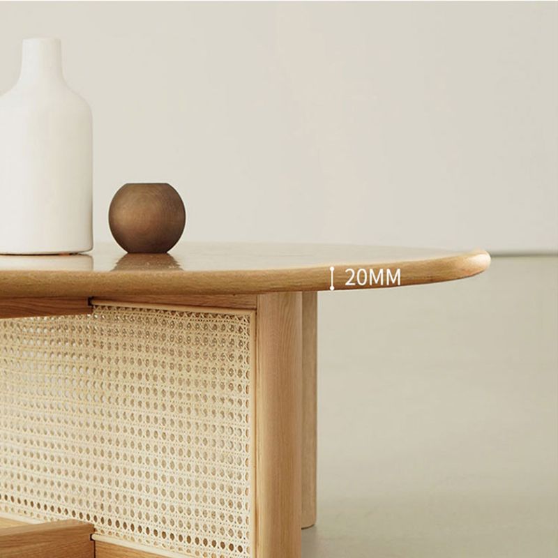 Scandinavian Cross Legs Coffee Table Round Wooden Coffee Table for Living Room