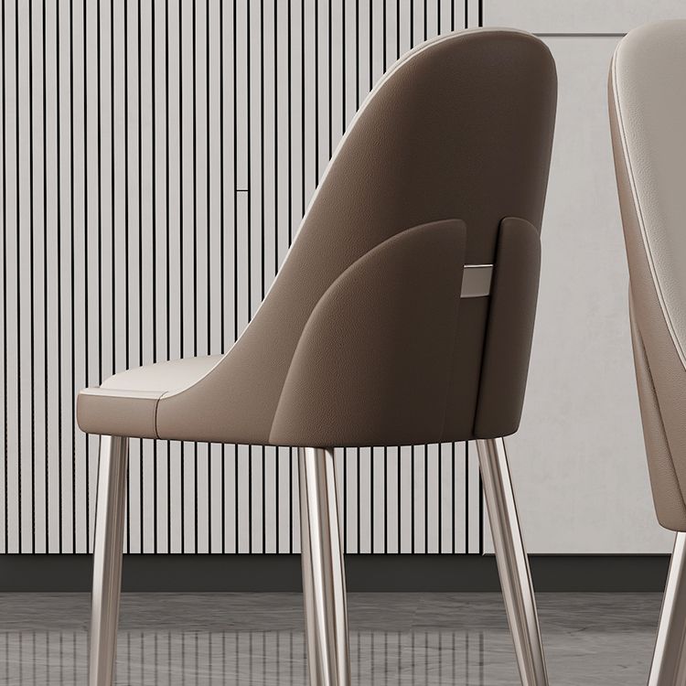 Faux Leather Armless Dining Chairs Glam Side Chairs with Metal Base
