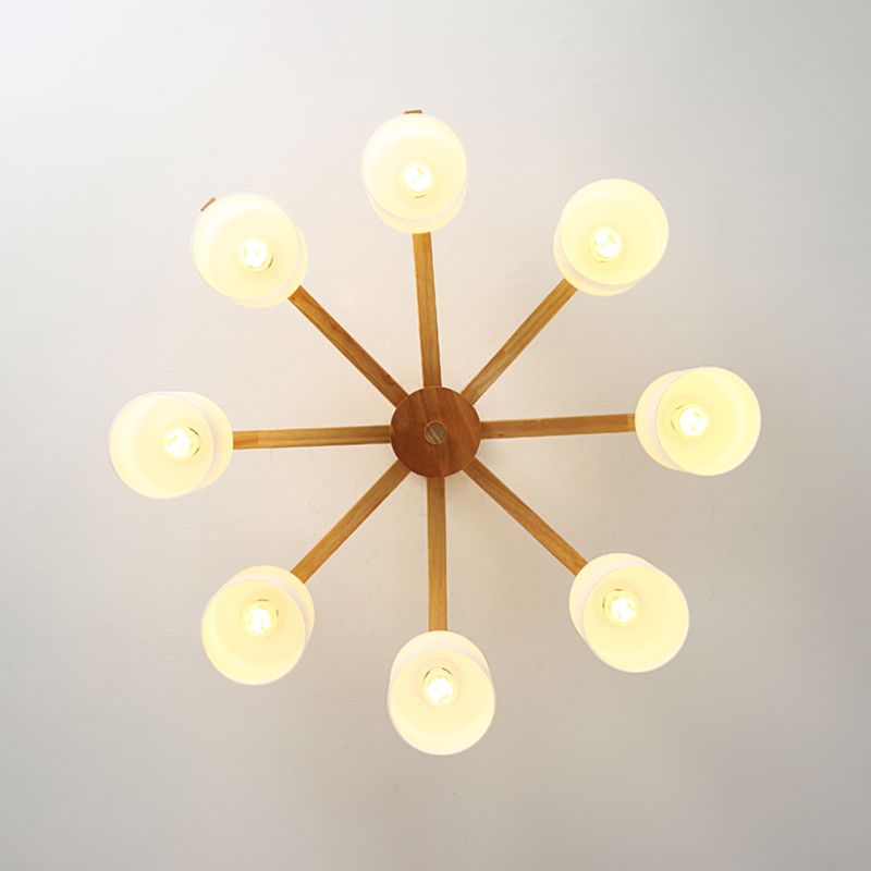 Moderne Flush -Leuchten Holzzylinder Flush Mount Lampe in Braun für Wohnzimmer