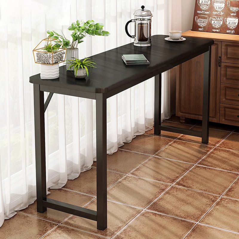 Contemporary Pub Table with Metal Frame Matte Finish Faux Wood Top Bar Table