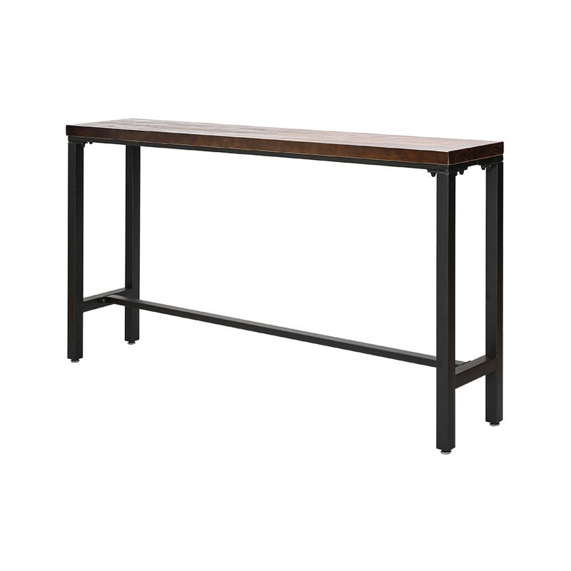 Brown Wood Top Counter Table Metal Black Legs Industrial Bar Table for Restaurant