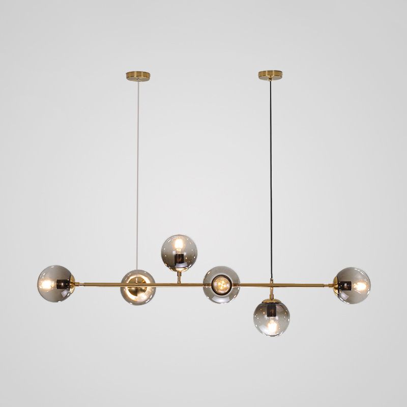 Modern Style Hanging Island Light Glass Ball Hanging Lighting Fixture for Dining Room