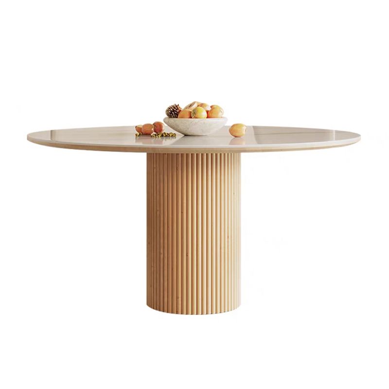 Modern 1/4/5/7 Pieces Round Dining Set Sintered Stone Top Wooden Dinette Table Set