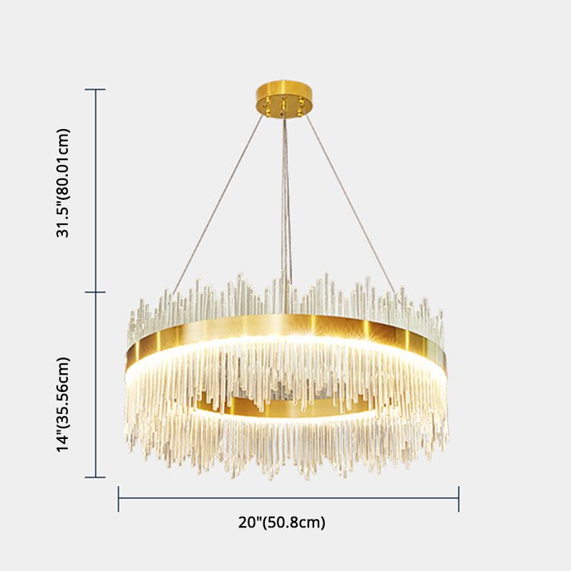 Mid-Century Modern Clear Crystal Down Lighting Pendant Round LED Suspension Lamp for Dining Table