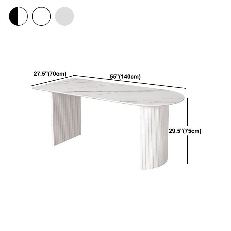 Contemporary Style Dining Table Stone Double Pedestal Dining Site Table