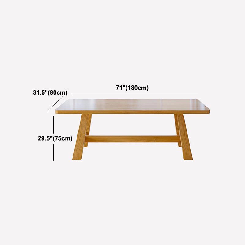 Modern Pine Trestle Dining Table Wood Rectangle Table in Natural