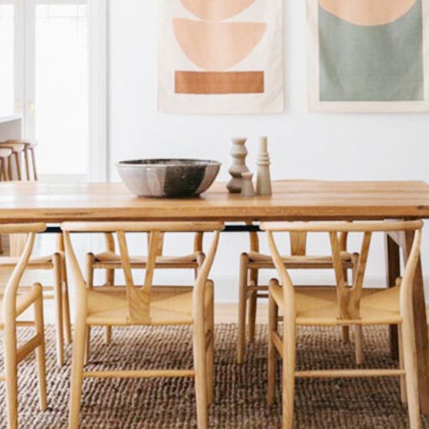 Rectangle Solid Wood Dining Table Modern Natural Tripod Base Dining Table