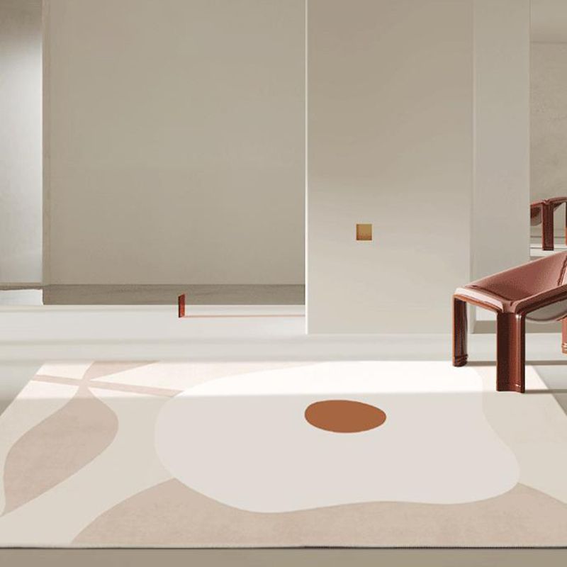 Apricot Tone Nordic Area Rug Polyester Abstract Print Carpet Stain Resistant Rug for Home Decoration