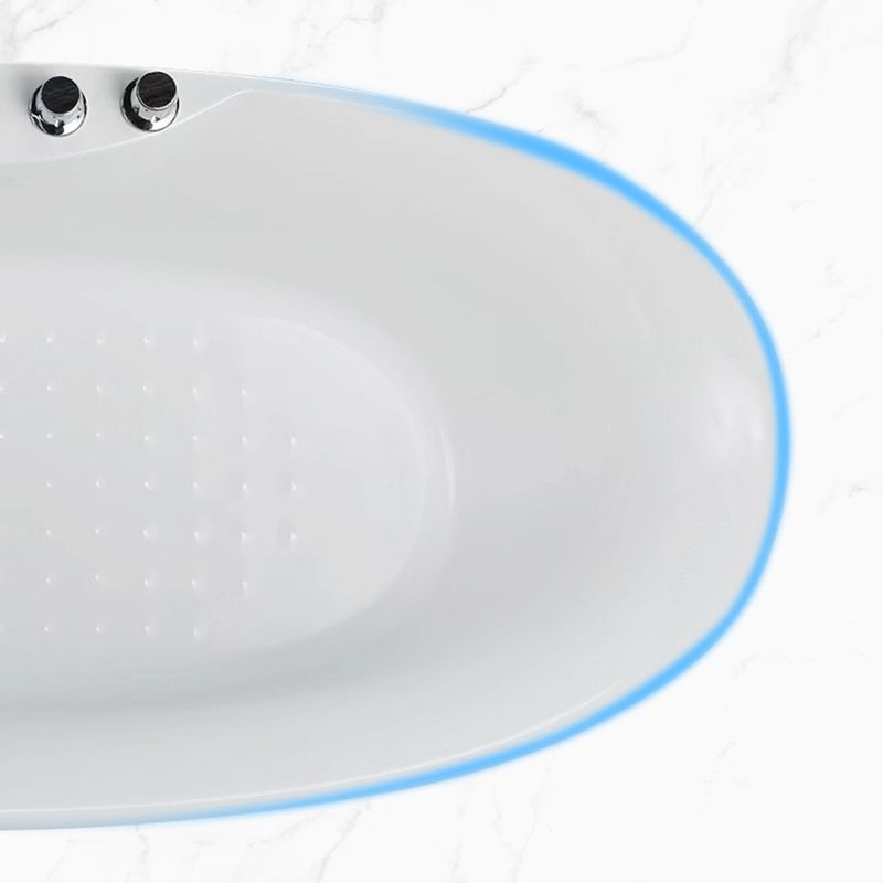 Modern Ellipse White Bathtub Acrylic Back to Wall with Drain Bath Tub
