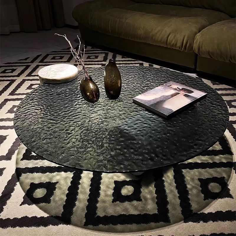 Glass Top Coffee Cocktail Table Abstract Coffee or End Table