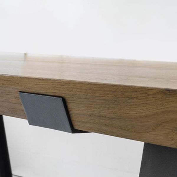 Industrial Pine Wood Table for Restaurant Rectangle Dining Table with Metal 4 Legs