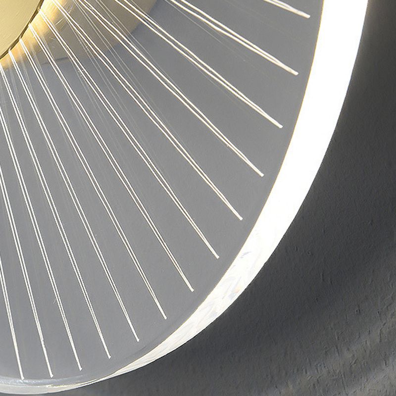Modern Brass Wall Light Round 9" High LED Wall Sconce in Gold for Living Room