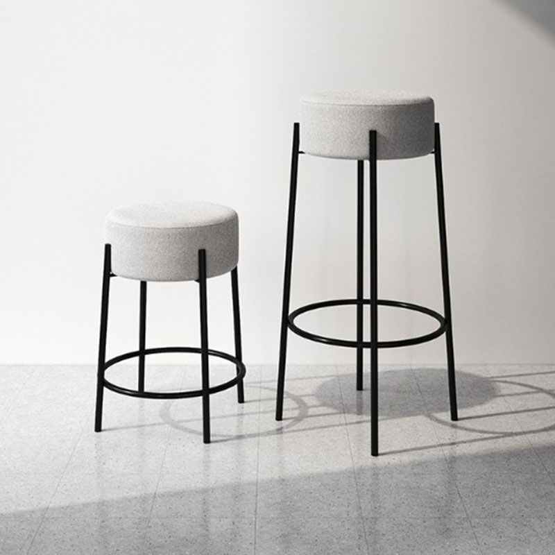 Modern Armless Backless Counter Stool Iron Cafe Bar Stool with Cushion and Pedal