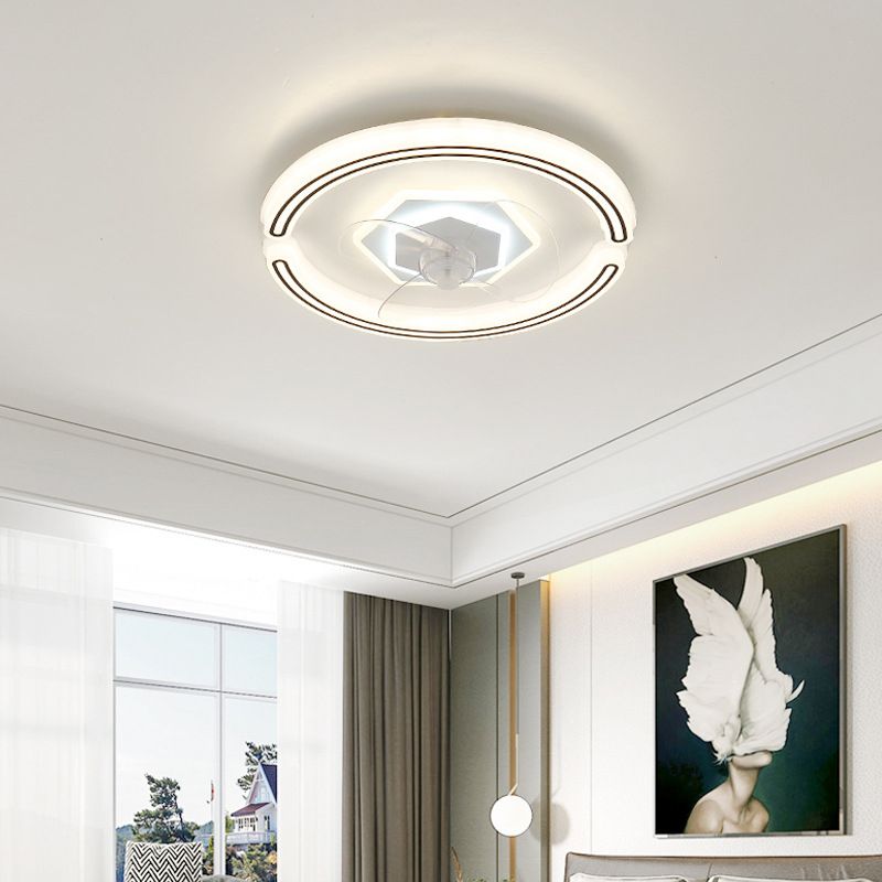 Runde Schlafzimmer Lüfterbeleuchtung Acrylminimalist LED Semi Flush Mount Lampe in Weiß