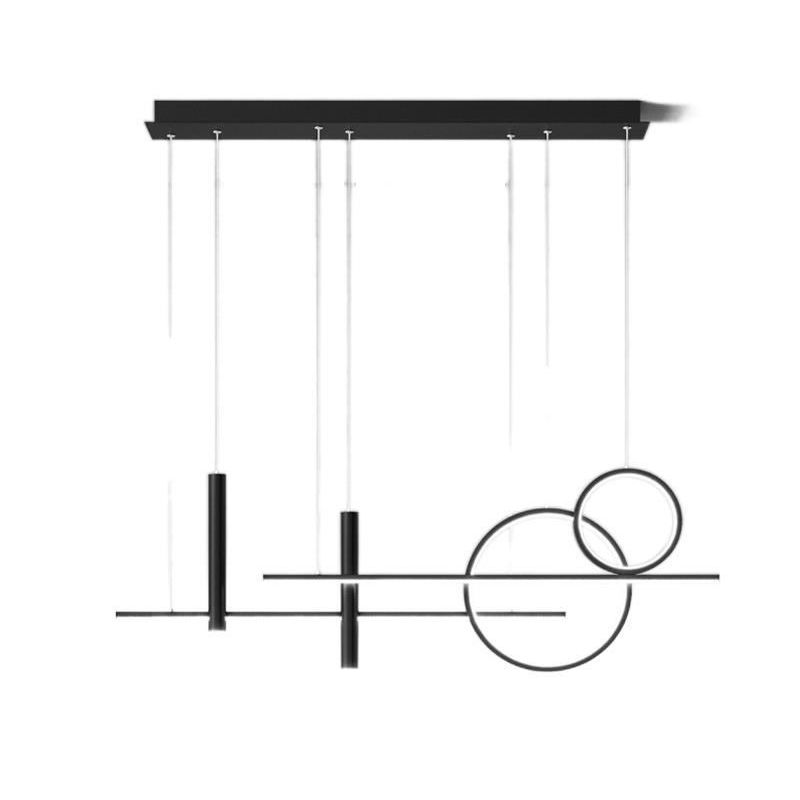 Luce a sospensione dell'isola LED lineare in alluminio in moderna luce del soffitto in ferro battuto in stile creativo con ombra silicone