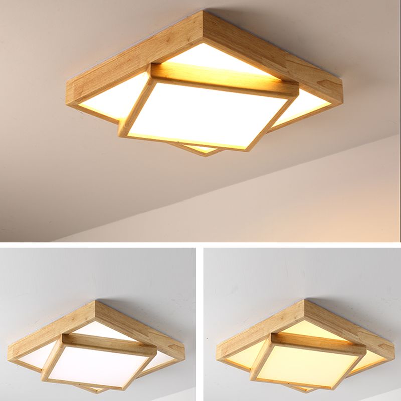 Modern Multi-head Ceiling Mount Light Fixtures Wooden Flush Mounted Ceiling Light