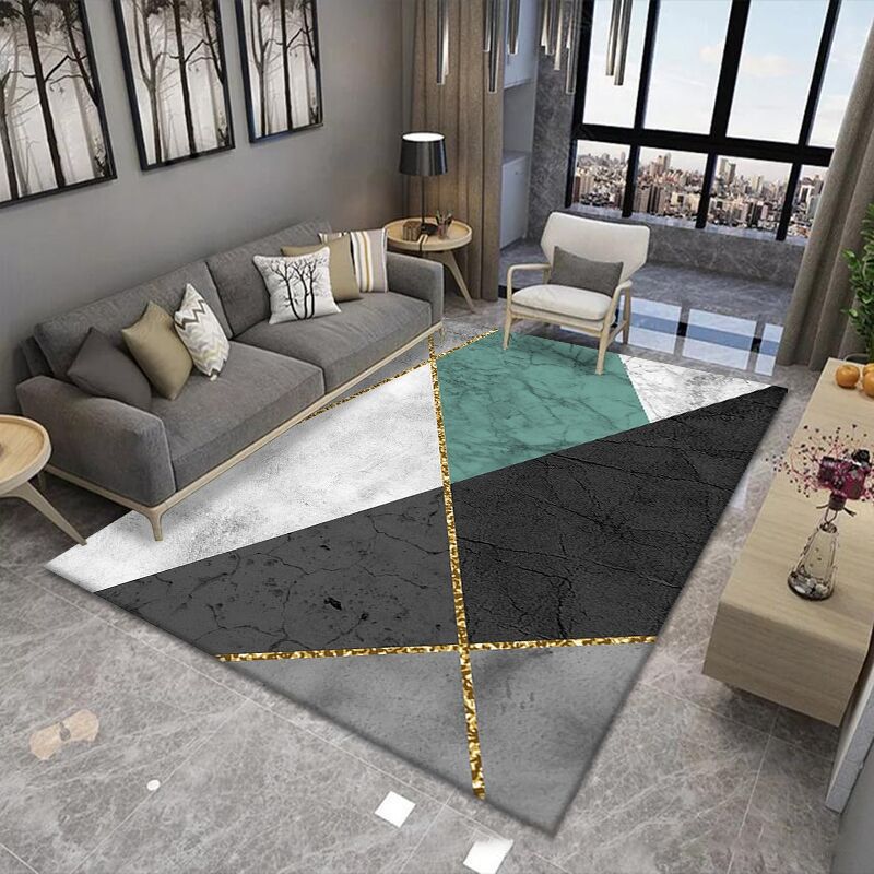 Gorgeous Polyester Rug Trendy Houndstooth Pattern Area Rug Non-Slip Backing Indoor Rug