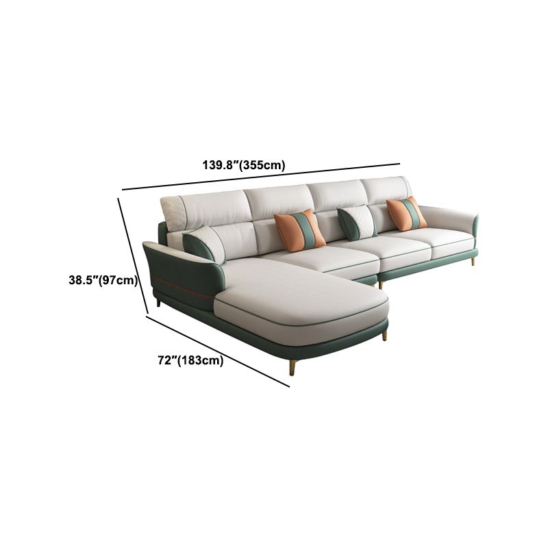 Glam 38.18 " H Faux Leather Flared Arm Sofa & Chaise for Living Room