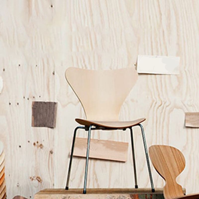 Contemporary Home Side Chair Wingback Wood Dining Room Chair with Metal Legs