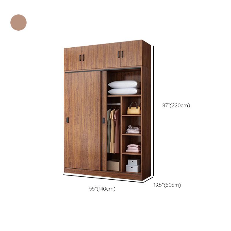 Engineered Wood Wardrobe Armoire Modern Storage Cabinet with Shelves