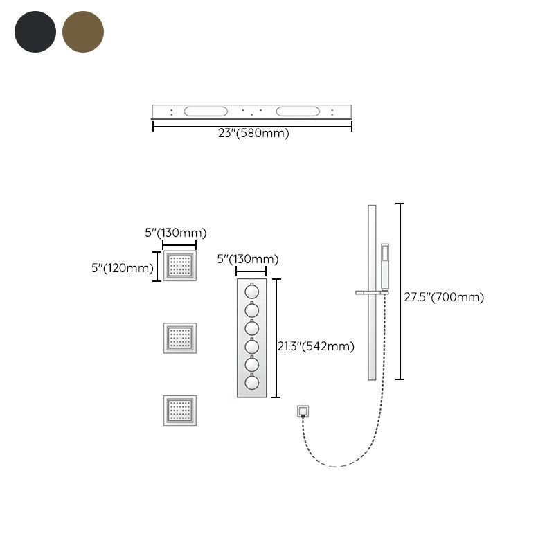 Modern Shower System Brass Slide Bar Included Ceiling Mounted Shower Head Combo