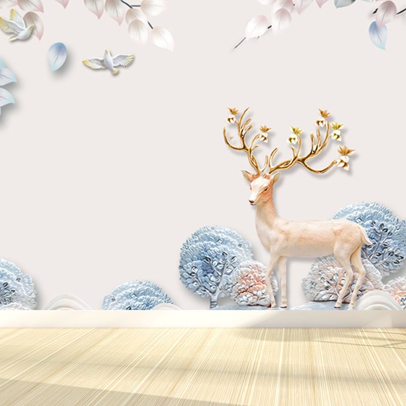 Forest Leisure Reindeer Mural Wallpaper Contemporary Non-Woven Material Wall Decor