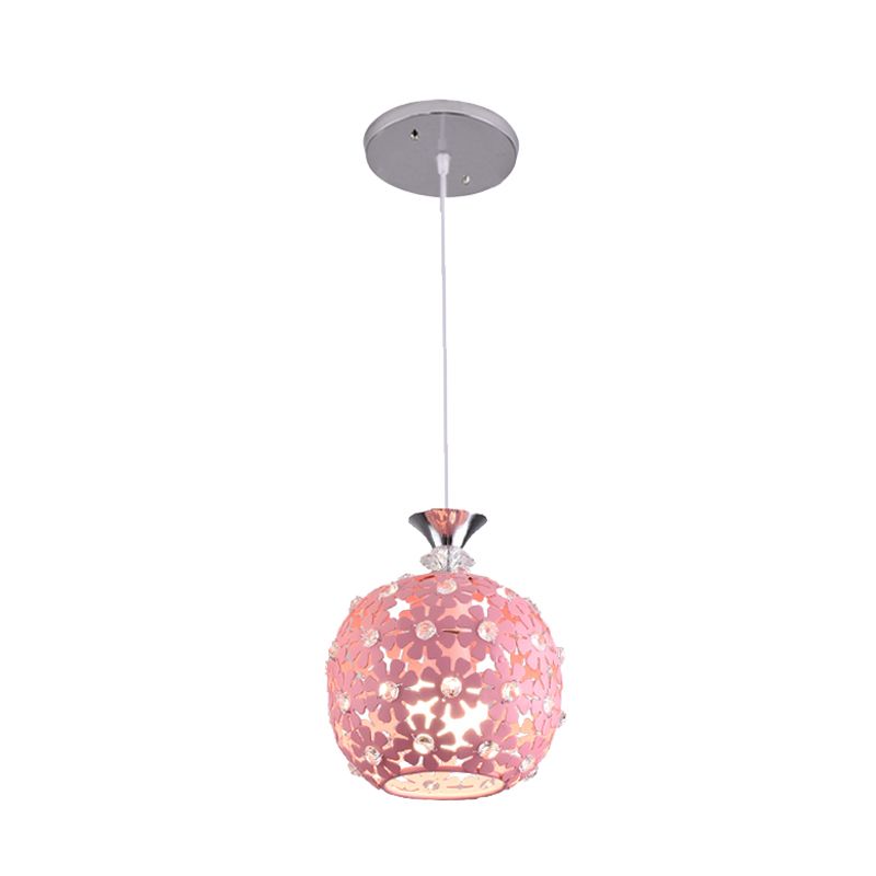 Acabado rosa Floret Drop Light con diseño de esfera Mínimo 1 Bulbo de techo de hierro Costa de colgar