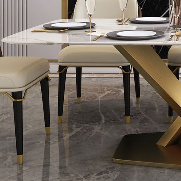 Glam Style Sintered Stone Dining Set Rectangle 1/4/5/6/7 Pieces Dining Set