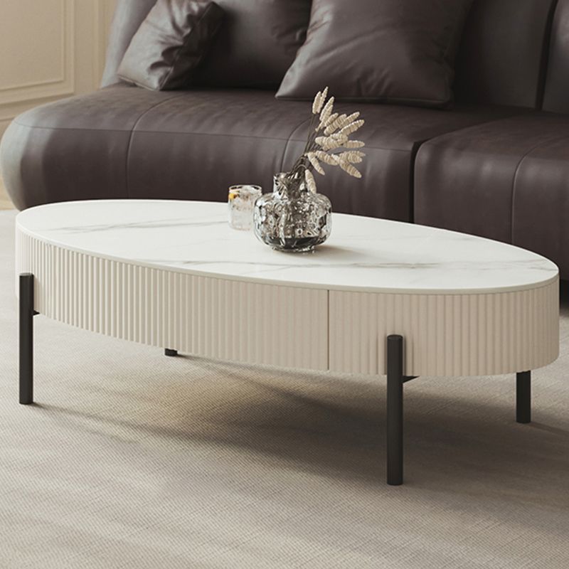 Glam 4 Legs Coffee Cocktail Table Slate Cocktail Table with Storage Drawers