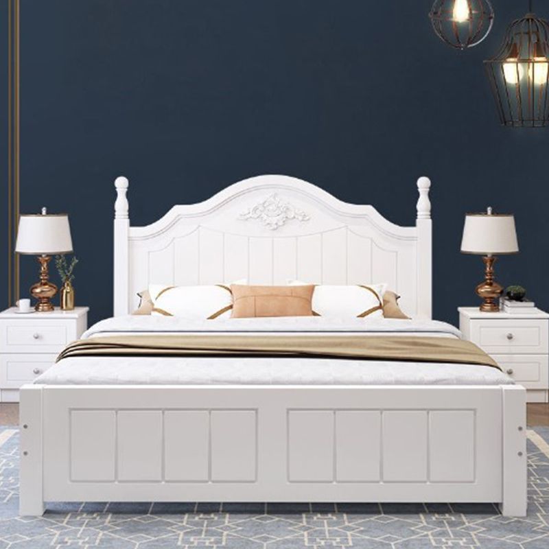 French Country Panel Bed with Headboard Standard Bed Arched White