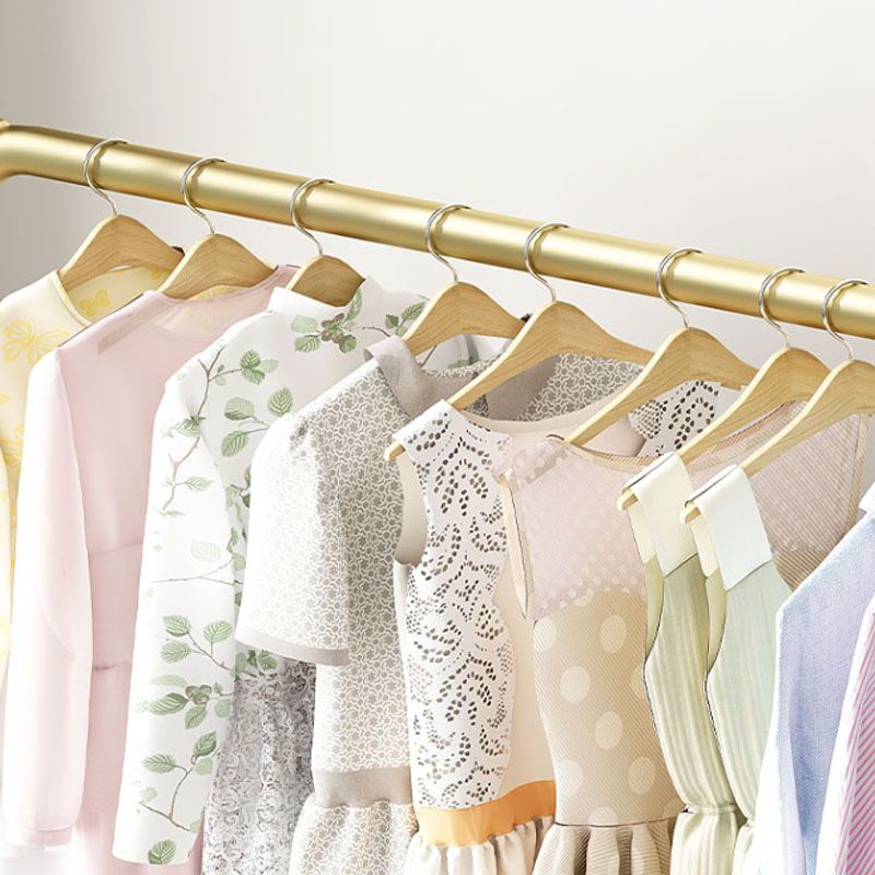 Modern Metal Coat Rack Hanging Rail and Lower Shelf Entryway Kit