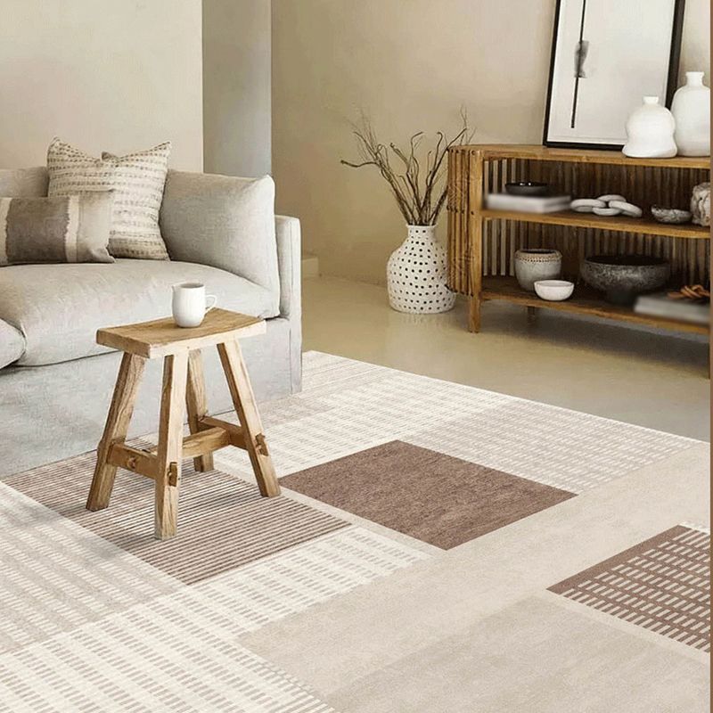 Contemporary Rug Polyester Simple Rug Non-Slip Backing Rug for Home Decor